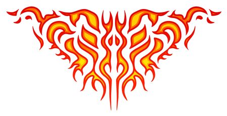 Vehicle sticker - vinyl decals, isolated on white background. Hot fire decal artwork, illustration of pattern fire stencil. Vectorのイラスト素材