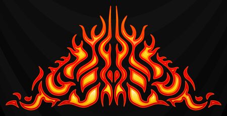 Blazing fire decals for the hood of the car. Hot Rod Racing Flames. Vinyl ready tribal flames. Vehicle and motorbike stickers, with burning effect. Vector.のイラスト素材