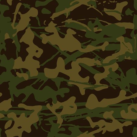 Ilustración de Abstract grunge camouflage, seamless texture, military camouflage pattern, Army or hunting green camo clothes. Camo wallpaper for textile and fabric. Fashion camo style. Vector - Imagen libre de derechos