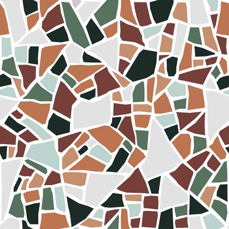 Terrazzo flooring seamless pattern. Pastel colors. Marble mosaic made in colored polished pebble. Vectorのイラスト素材