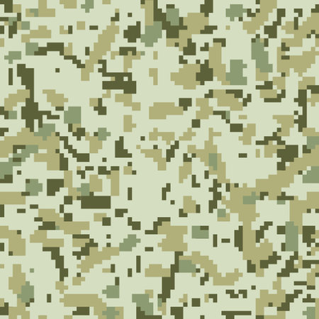 Camouflage, seamless pattern. Modern military ornament for fabric and fashion textile print, urban camo clothing style, trendy texture. Vector khaki green backgroundのイラスト素材