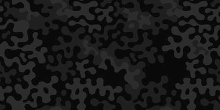 Black military background of soldier camouflaging, seamless pattern. Modern vector camo texture for army clothing.のイラスト素材