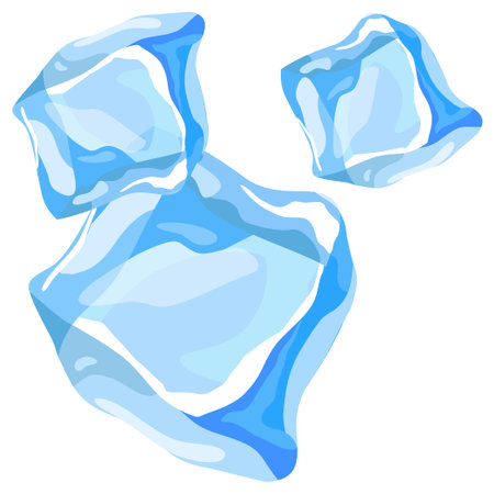 Set of frozen ice cubes. Transparent vector isolated on a white backgroundのイラスト素材