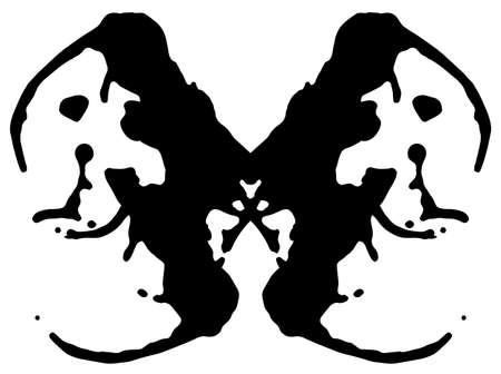 Rorschach inkblot test. Symmetrical abstract ink stains.  Psycho diagnostic for silhouette spot. Vector isolated on white backgroundのイラスト素材