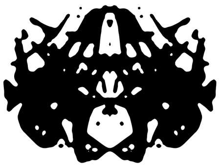 Rorschach inkblot test. Symmetrical abstract ink stains. Psycho diagnostic for silhouette spot. Vector isolated on white backgroundのイラスト素材