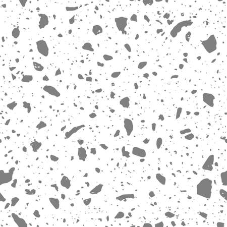 Terrazzo flooring black and white seamless pattern. Trencadis texture with stone chips. Wall tiles, marble chips, natural stone, quartz, recycled glass and concrete. Vector backgroundのイラスト素材