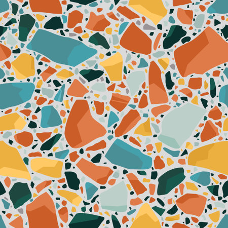 Venetian style terrazzo tile. Terrazzo flooring seamless pattern. Marble mosaic made in colored...