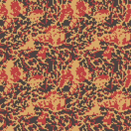 Explosion camo, seamless pattern for your design. Red and orange coloring camouflage, modern fabric print. Abstract repeating wallpapers. vector textureのイラスト素材