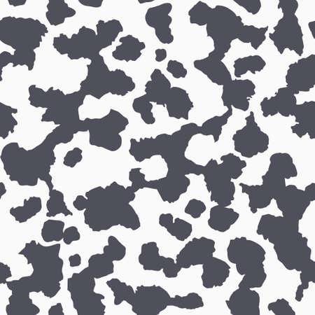 Cow skin texture, black and white spot repeated seamless pattern. Animal print dalmatian dog stains. Vectorのイラスト素材