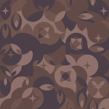 Seamless brown geometric pattern, created simple shape elements of geometry. Abstract vector...