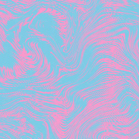 Warped lines colorful vector background. Contemporary creative template with wavy stripes. Curly stripes fantasy cute texture. candy colors. pink and blue wallpaper. Illustrationのイラスト素材