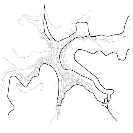 Centuripe city map (Italy) - town streets on the plan. Monochrome line map of the scheme of road. architectural background. Vectorのイラスト素材