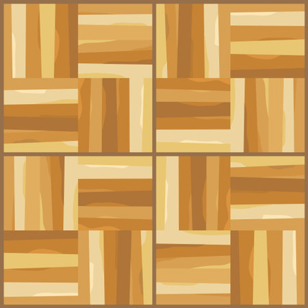 Parquet seamless texture. A floor made of wooden planks, imitation masonry of the laminate. Light brown yellow pattern. vector backgroundのイラスト素材
