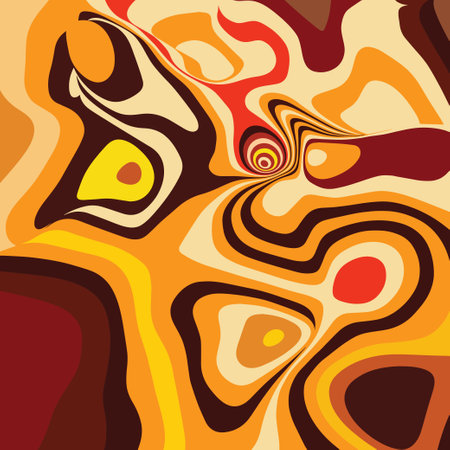 Psychedelic optical illusion pattern. Abstract dynamical rippled texture, colored wallpaper. Hypnotic surreal abstract background. vector illustration.のイラスト素材