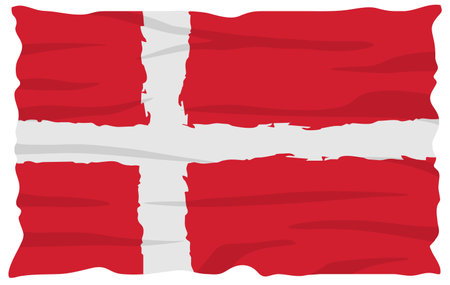 Flag of Denmark. Called Dannebrog by the Danes. National flag in grunge style. vector iconのイラスト素材