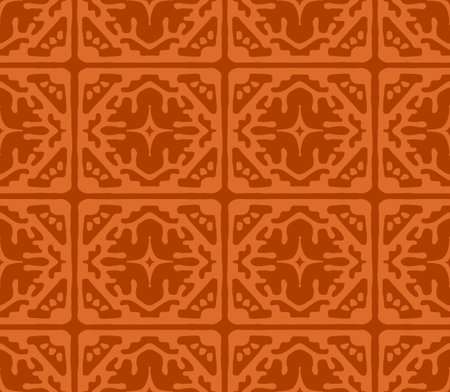 Traditional chinese pattern, seamless asian texture. Abstract geometric decorative orange background. 2 color flat style tile ornament. vector wallpaperのイラスト素材