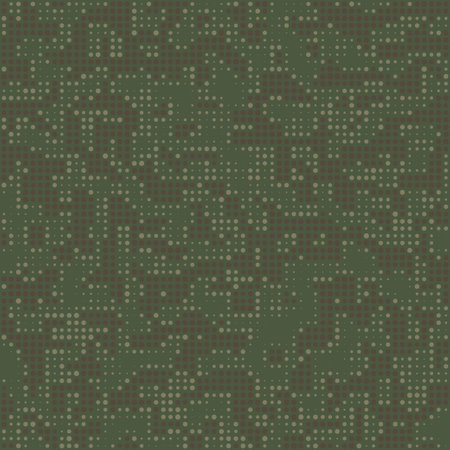 military camouflage. Seamless camo pattern. Halftone dots background. Skin of a chameleon or snake. Khaki green color. Vectorのイラスト素材