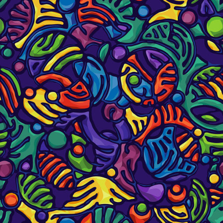 Abstract circular shapes in vivid colors. Seamless colored round geometric pattern. Colorful cartoon 3D graffiti style ornament. Repeat print for teenagers fashion textile. Vectorのイラスト素材