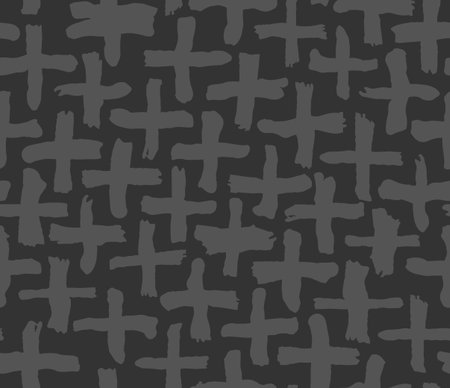 Hipster monochrome texture with crosses or pluses. Hand drawn brush strokes. Black geometric ornament. Vectorのイラスト素材