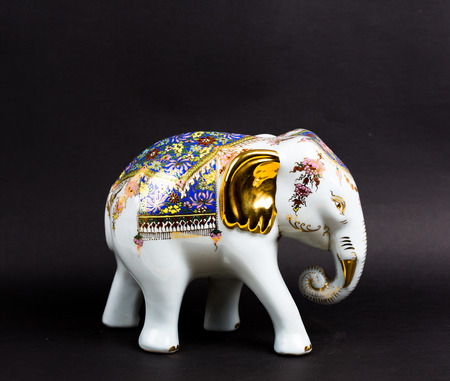 elephant statue isolated in white の写真素材