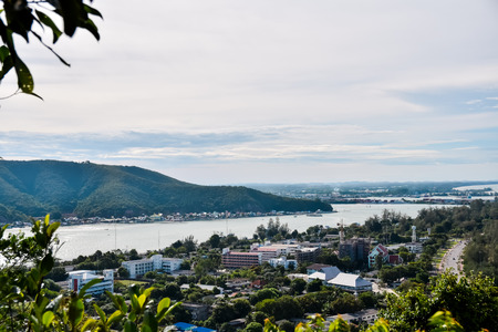 top eye view of the songkhla district in songkhla, Thailandのeditorial素材