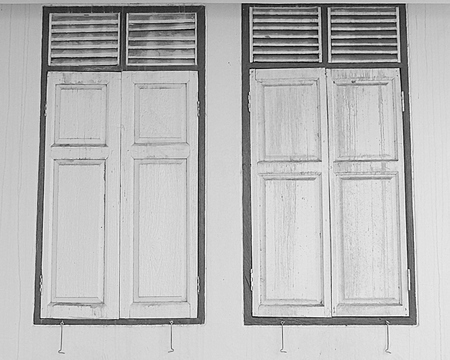 old wooden windowの写真素材