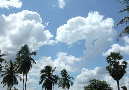 Blue sky with cloudsの写真素材