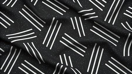 Black crumpled paper with white stripes. Abstract background. 3d renderingの素材