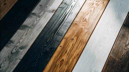 Wooden laminate flooring. Close-up of wooden floor.の素材