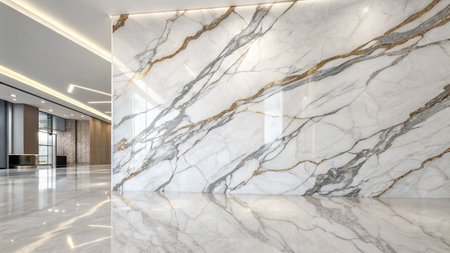 Interior of a modern office building, floor and reception deskの素材