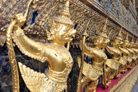 Golden garuda statue in Wat Phra Kaew,Bangkok,Thailandの写真素材