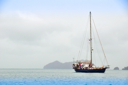Beautiful sailboat in the afternoon in Krabi,Thailandのeditorial素材