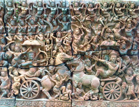 Ancient stone carving in Chaing Mai, Thailandの写真素材