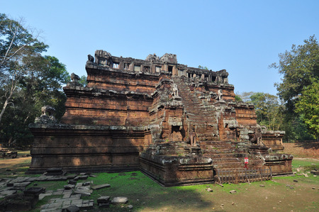 The celestial temple Phimeanakas is part of the royal palace Angkor Thom at the cambodian Angkor Wat heritage siteの写真素材