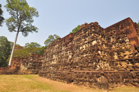 Terrace of Leper King in Angkor Thom temple  in Siem Reap, Cambodia  Angkor Thom was the last and most enduring capital city of the Khmer empire の写真素材