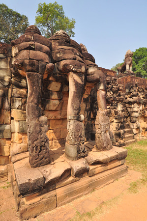 Terrace of the Elephants, Angkor Thom, near Siem Reap in Cambodia.の写真素材