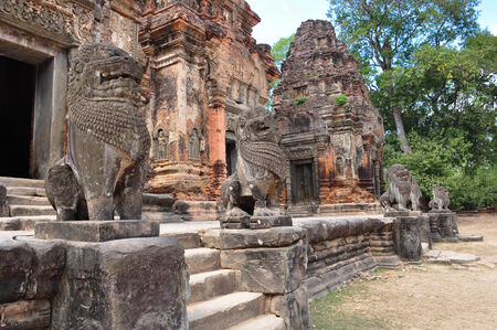 Beautiful view of ruined Preah Ko Wat in Roulos, Siem Reap, Cambodia.の写真素材