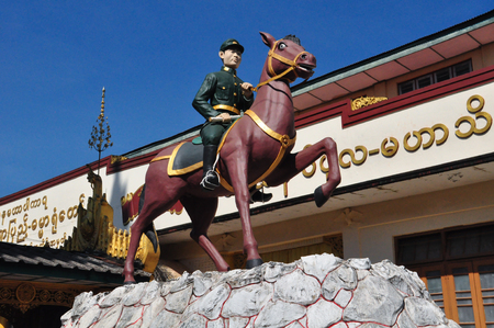 Soldier statue at temple of Shwethalyaung Reclining Buddha in Bago,Myanmar.の写真素材