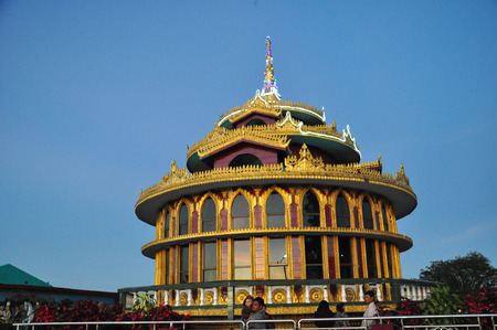 Yangon,Myanmar - 28 November 2015:Tourists vistit Kyaikhtiyo pagoda in Myanmar.The pagoda is 1100m above sea-level.のeditorial素材