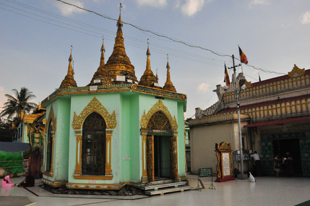 Yangon,Myanmar - 29 November 2015: Beautiful detail in the temple of Botataung Pagoda.Botataung Pagoda is a famous pagoda located in Yangon, Myanmar.のeditorial素材