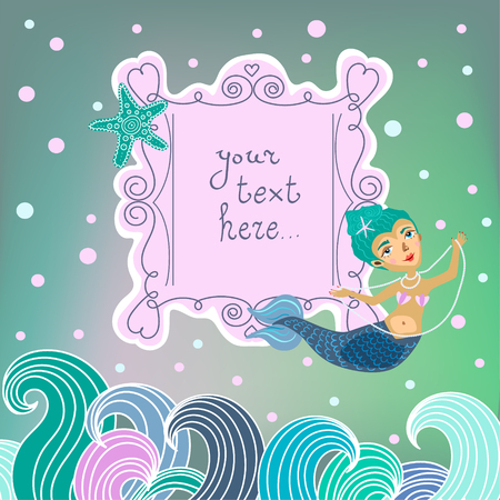 Frame with mermaid and place for text.のイラスト素材