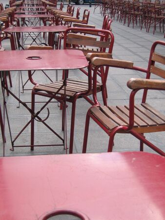 Cafe seating on the streetの写真素材