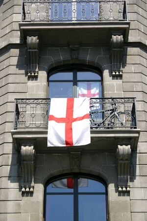 Shot of the England Flag on balconyの写真素材