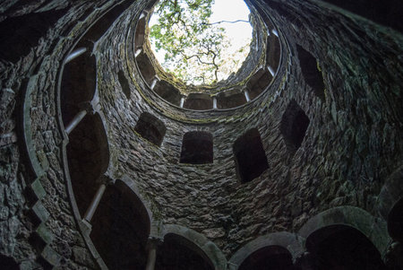 The initiation well of Quinta da Regaleira, in Sintra, Portugal
