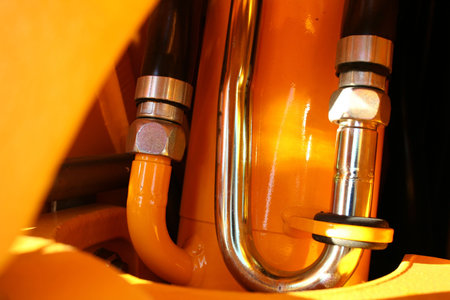 Detail of hydraulic system of a tractor close up, (look similar images in my portfolio)