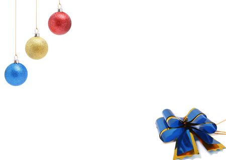 New Year's celebratory ornaments of three colors and gift bow-butterfly of dark blue colorの写真素材