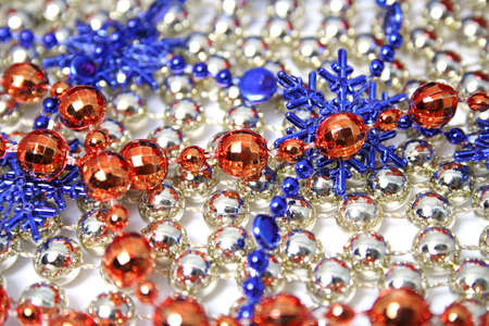 Christmas background made of celebratory ornaments of red, dark blue and golden color の写真素材