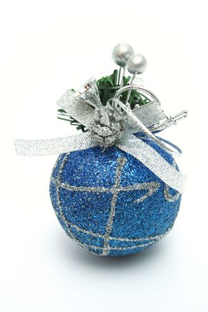 Christmas sphere of dark blue color with a pattern vertically の写真素材