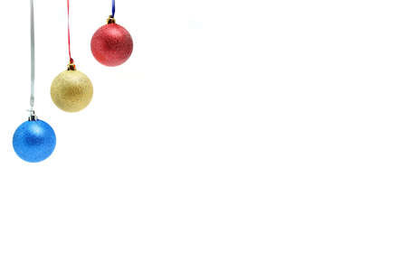 New Year's celebratory ornaments in the form of glass spheres of three colorsの写真素材