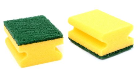 Sponge for washing utensils, on a white background の写真素材